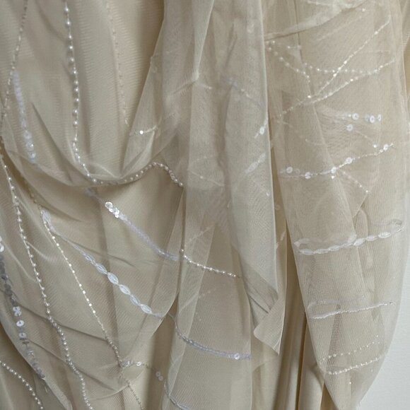 Adrianna Papell Womens White Beaded Cut Out Evening Dress Gown 16 - Picture 8 of 13